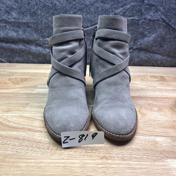Sam Edelman Ankle Boots Womens 8M Merton Gray Suede Harness - Picture 12 of 15